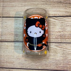 Hello Kitty Design 16oz Libby Glass Cup With Bamboo Lid & Reusable Glass Straw